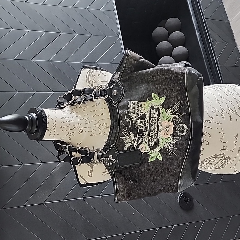 Coach Limited Edition black tatoo tote purse